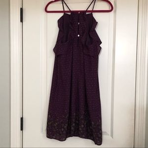 Plum florals and ruffles dress